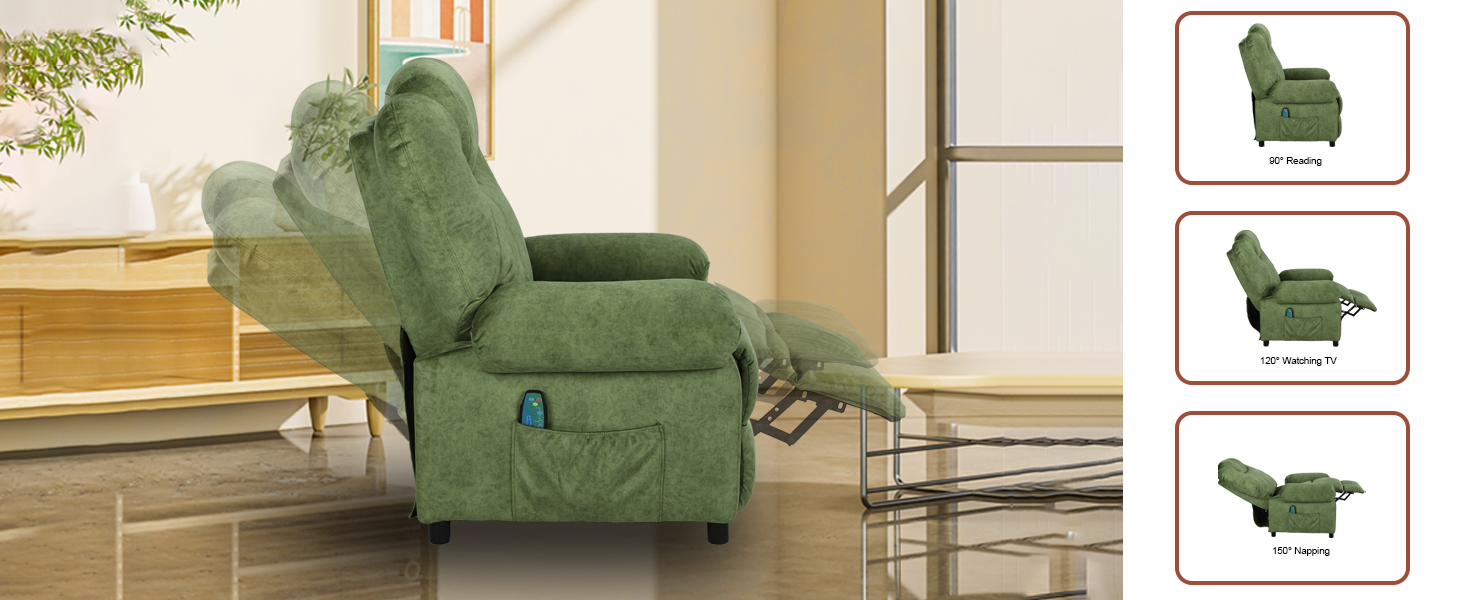 Massage Recliner Chair with Heat,Overstuffed Fabric Recliner Chairs with Heating