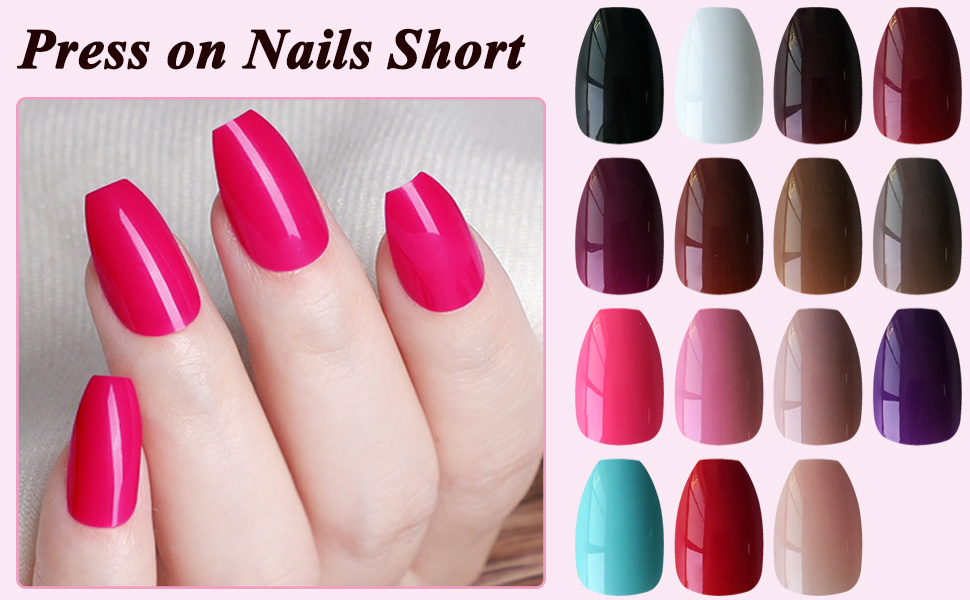 acrylic press on nails coffin decorated colored fake fingernails false artificial nail tips