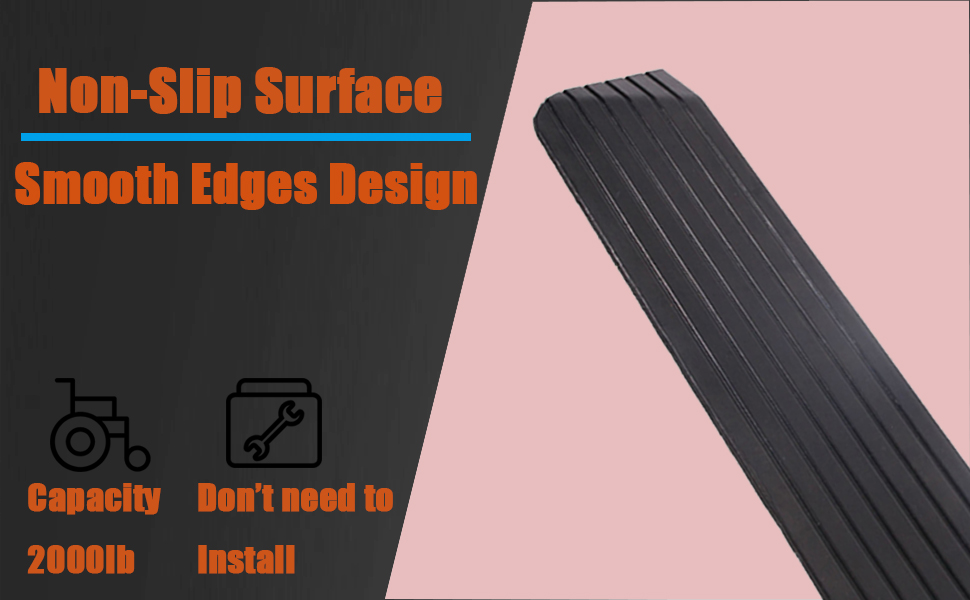 BESEA 1" Rise Rubber Threshold Ramp Wheelchair Ramp for