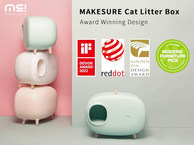 MS!MAKE SURE Cat Litter Box, Enclosed Design, Large Space