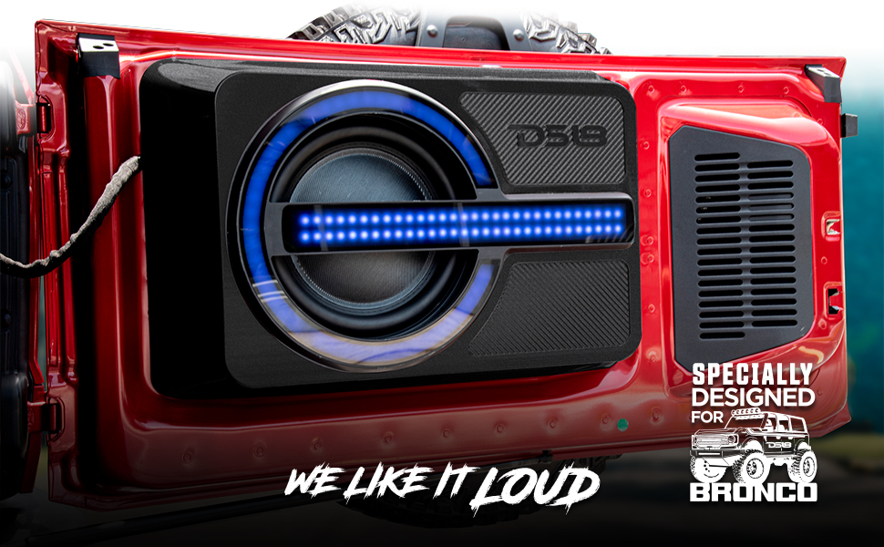 BRONCO AUDIO, DS18, SUBWOOFER ENCLOSURE, SPEAKER BOX, FORD, RGB LIGHT, 