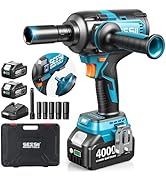 Seesii [Upgraded] Impact Wrench 1180 Ft-lbs (1600 N·m): 1/2" High-Torque Impact Gun with Detachab...