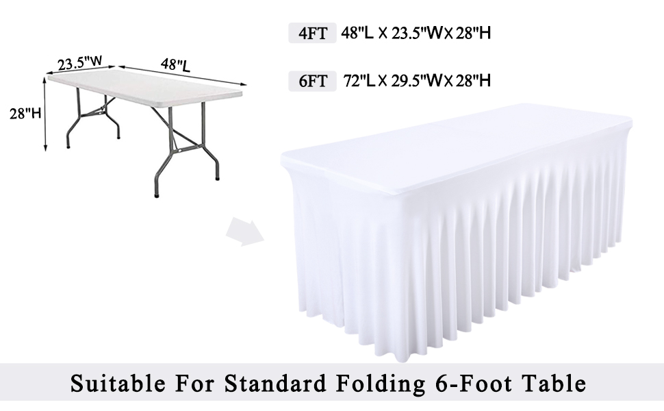 PARTISKY White Spandex Table Skirts Table Covers for