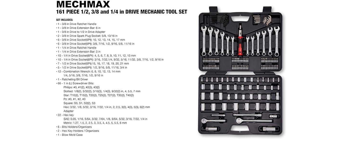 161 piece mechanic tool socket set