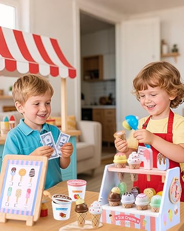 wooden ice cream counter magnetic ice cream shop toys kitchen pretend toys for toddler ice cream