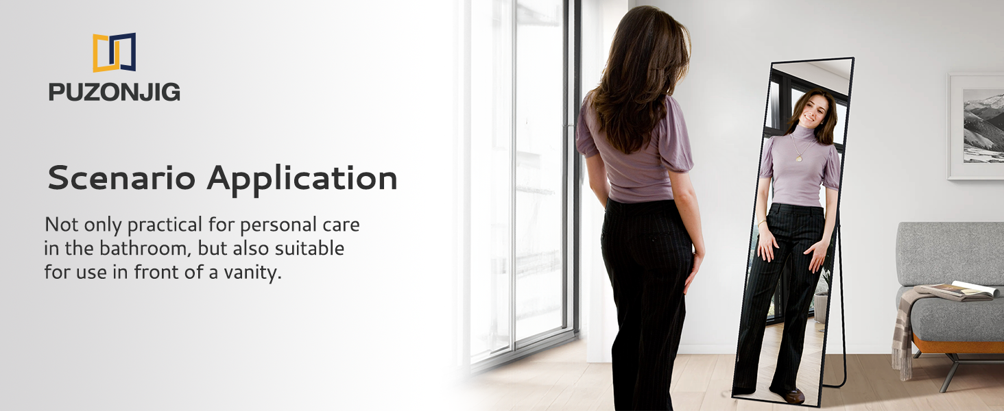 Full Length Mirrors 55"x15" Rectangle Mirror Black Mirror