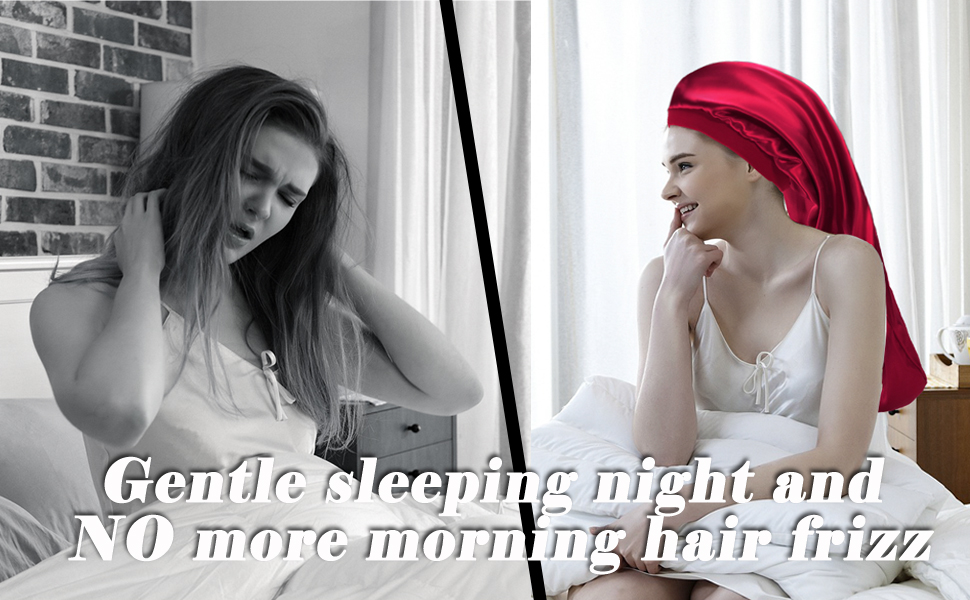 long hair bonnet for curly sleeping 2 pack