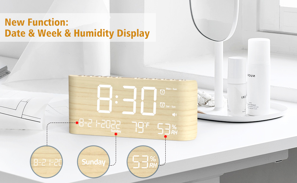 Digital Alarm Clock with Weekday/Weekend Mode, Dual Alarm