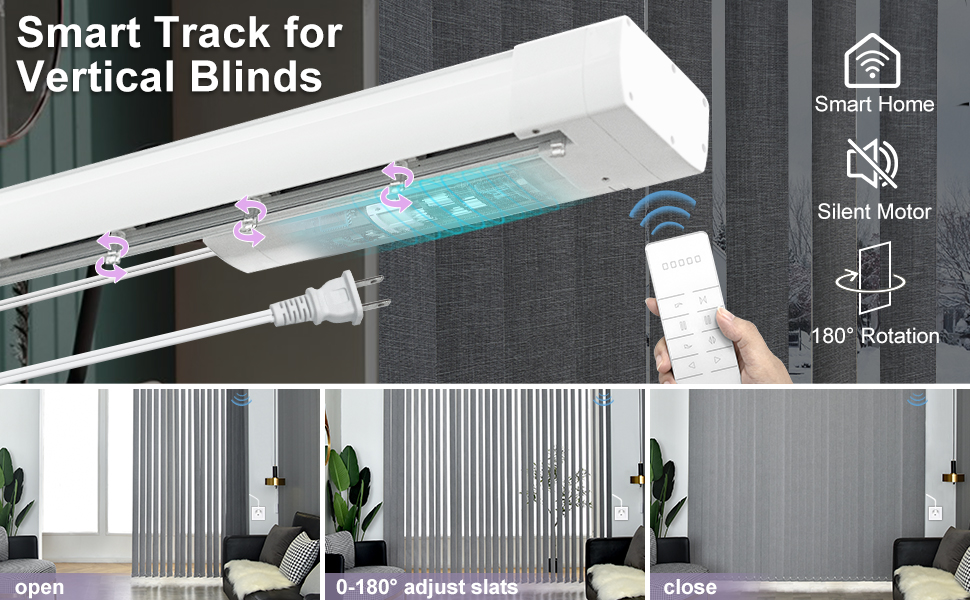 Graywind Motorized Vertical Blinds Compatible with Alexa Google Privacy