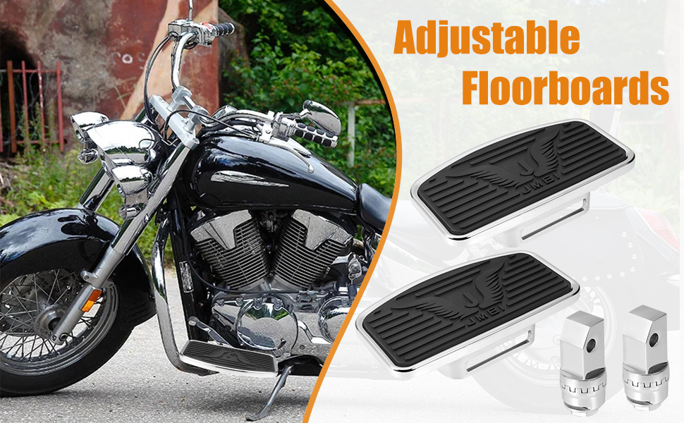 Adjustable Motorcycle Floorboards, Front/Rear Footboard Passenger Footrest Foot Pegs