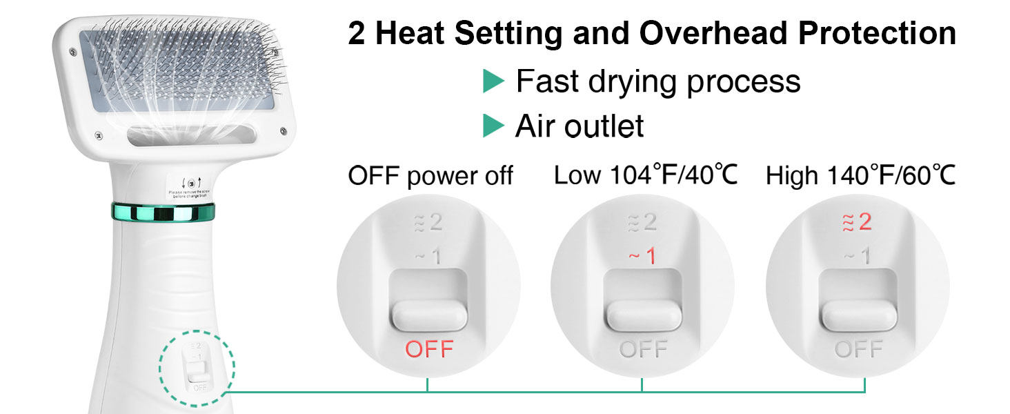 2 in 1 pet hair dryer brush dog hair grooming dryer with slicker brush