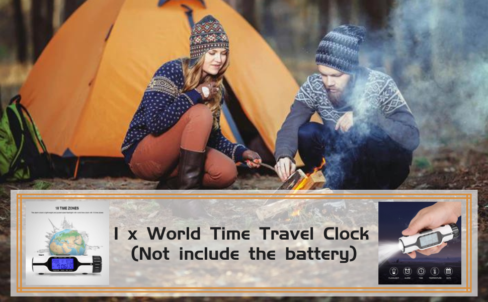 Yosoo Flashlight LED Digital World Time Travel Alarm Clock