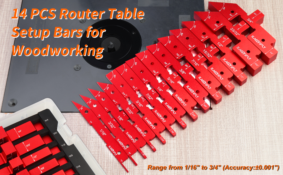 KAGYIFLY Setup Blocks Woodworking, 14pcs Aluminum Setup