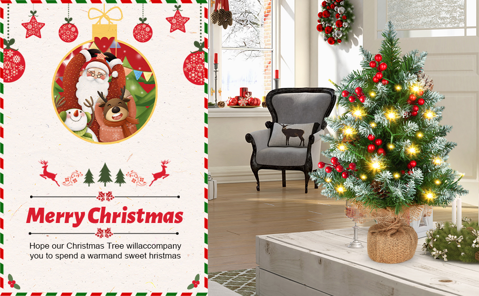 Tabletop Christmas Tree, 20 inch Artificial Mini Christmas Tree with