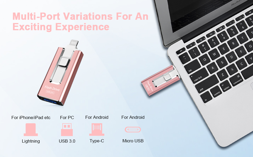 Flash Drive for iPhone 512GB,4 in 1 USB Photo Stick,iPhone External