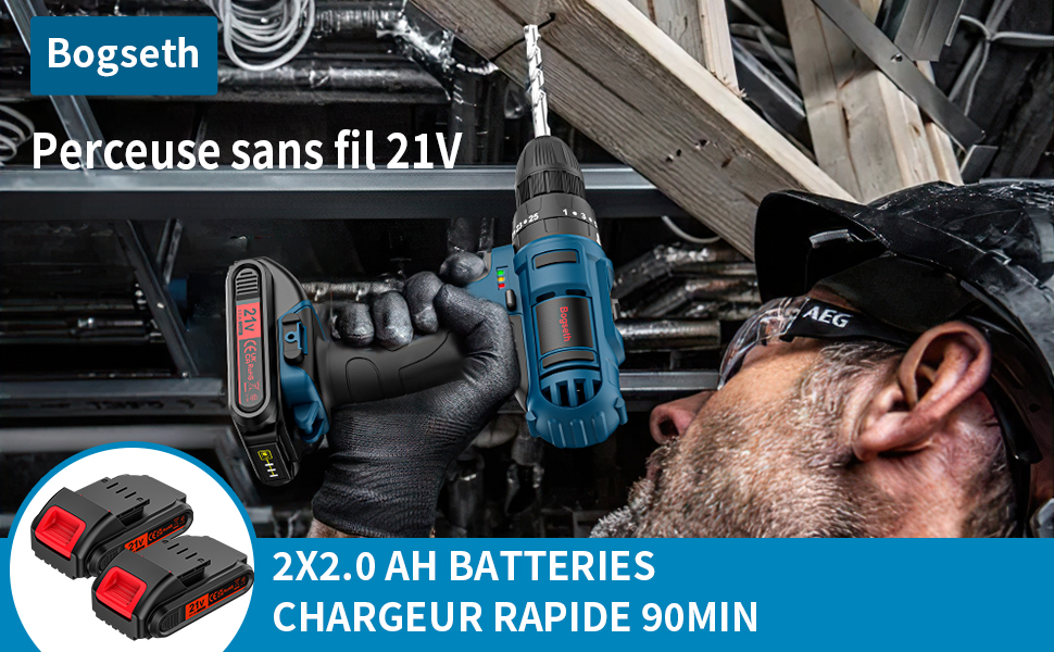 Perceuse-Visseuse Sans Fil STANEW 20V - 35Nm, 2 Batteries 2.0Ah, 24 Accessoires - Idéale Bricolage Maison