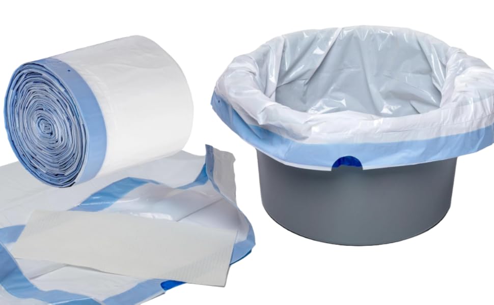 100 Commode Liners with Super Absorbent Pads, LeakProof Disposable Bags with