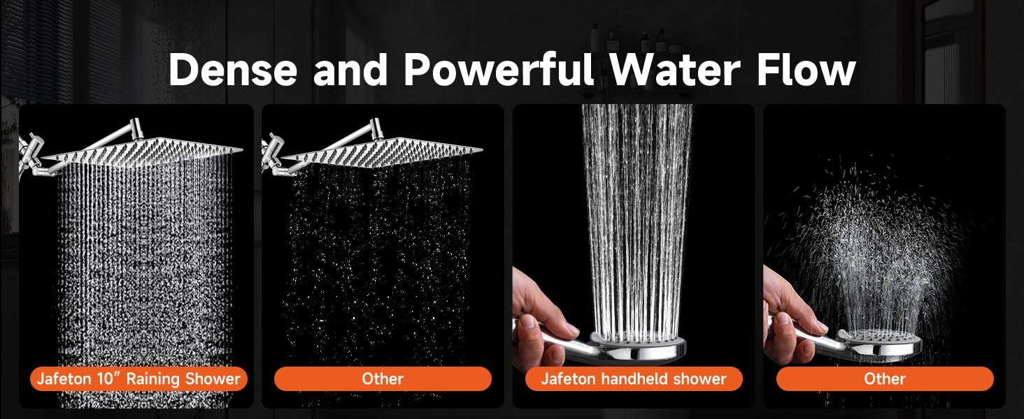jafeton 10 inch rainfall shower head with handheld combo