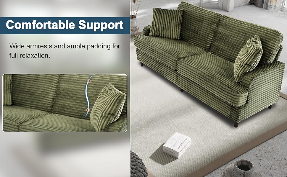 Green Corduroy Sofa Couch6