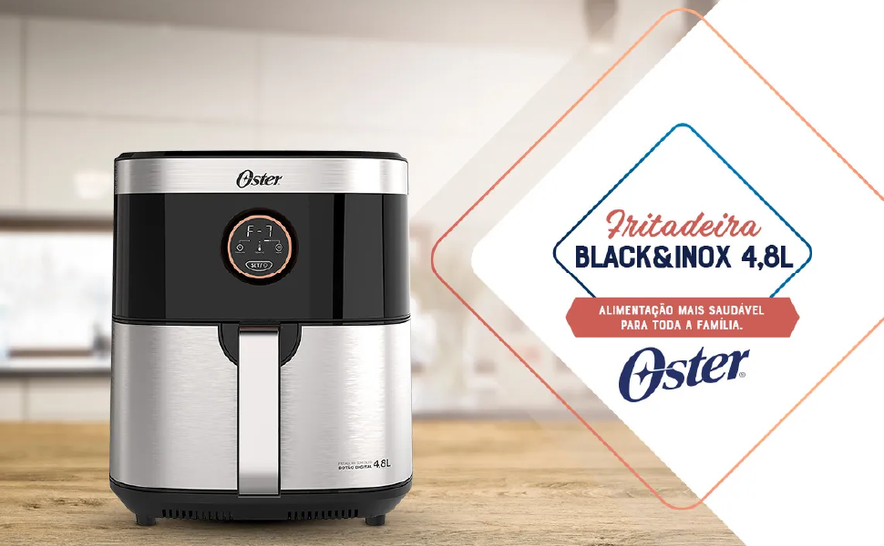 Fritadeira Oster Sem Óleo 2 em 1 Black, 4,8L