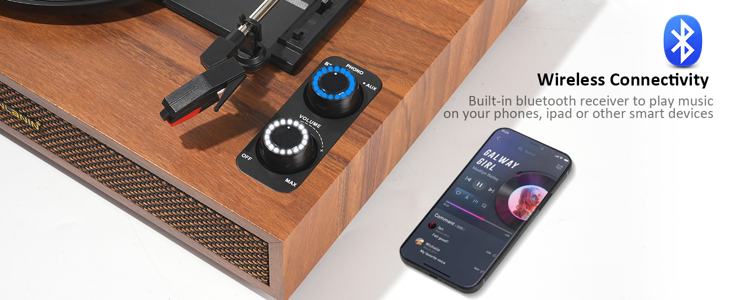 Vinyl Record Player with External Bookshelf Speakers, 331/