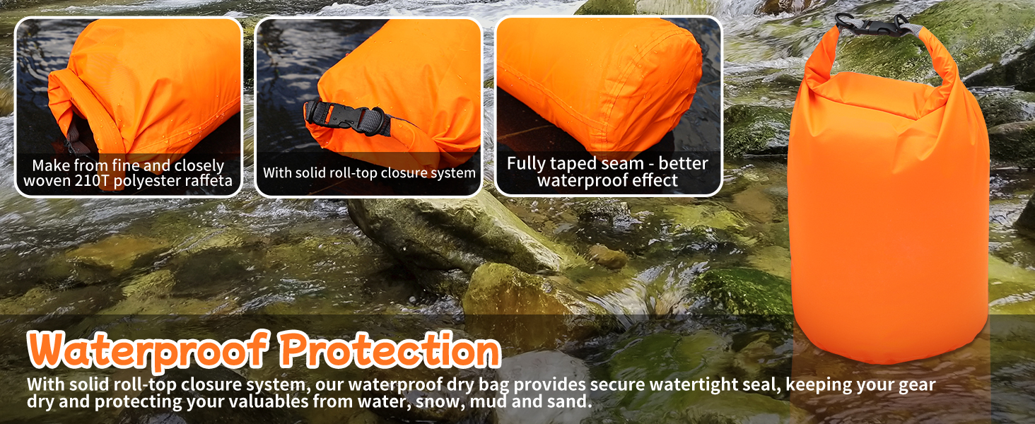 Desoto Waterproof Dry Bag 2 packs, 10L/20L/40L/70L Dry Sack