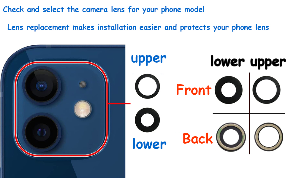 2pcs/Set Sapphire Rear Back Camera Glass Lens Replacement
