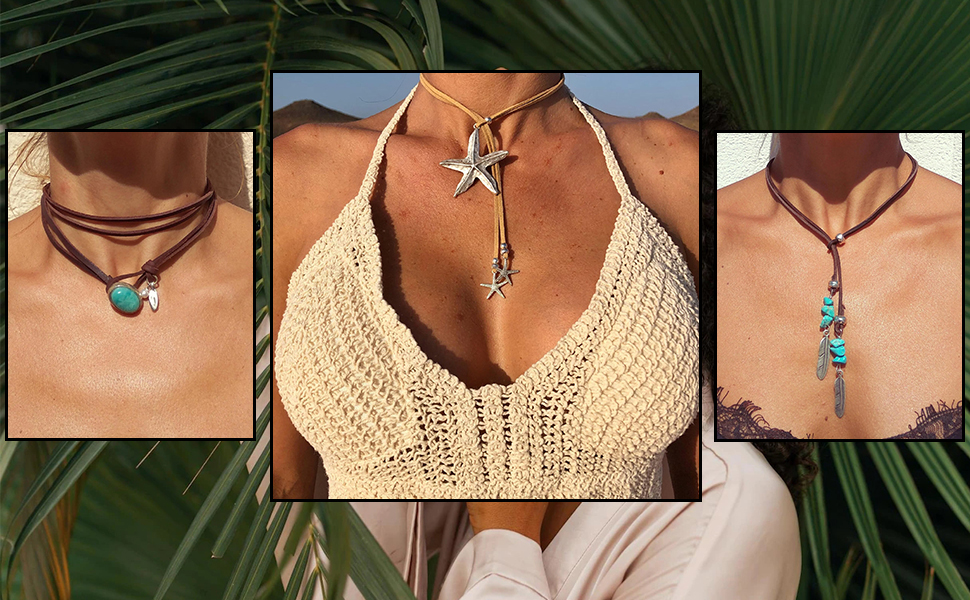 Amazon.com: Boho Choker Necklace for Women Layered Bohemian