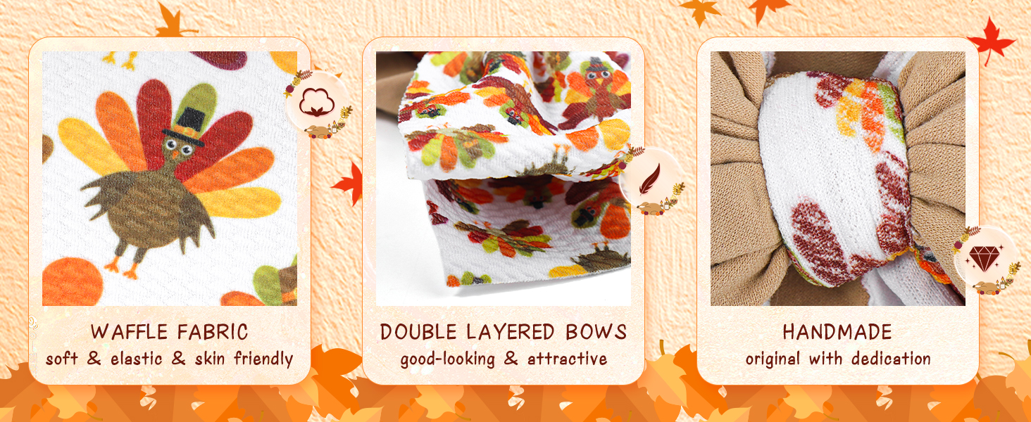 Thanksgiving Baby Headbands Bows Orange 