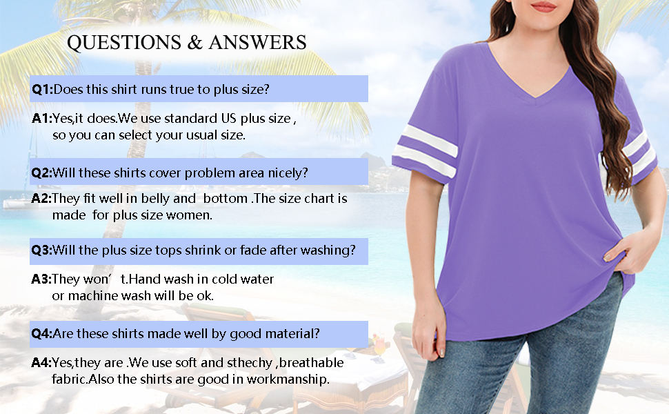 CARROTMOB Womens Plus Size Tops Summer Short Sleeve Casual Loose Tunic