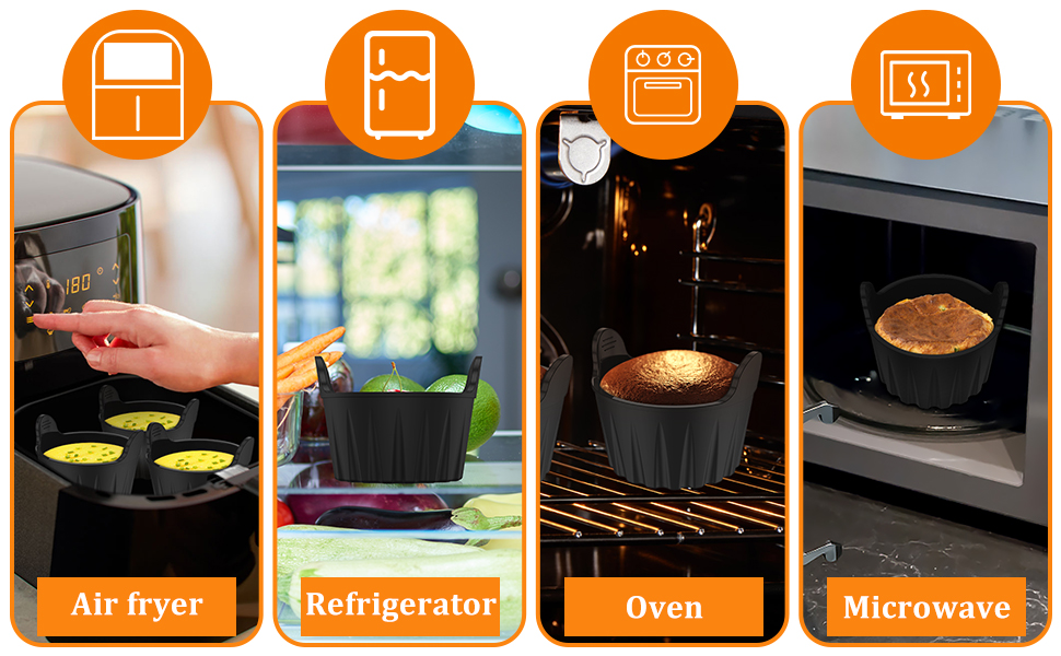 MENIBBLER 4Pcs Ramekins for Air Fryer, Air Fryer Egg Poacher, Silicone