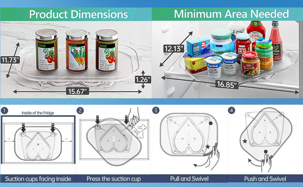 iForHomery Square Lazy Susan for Refrigerator, Lazy Susan