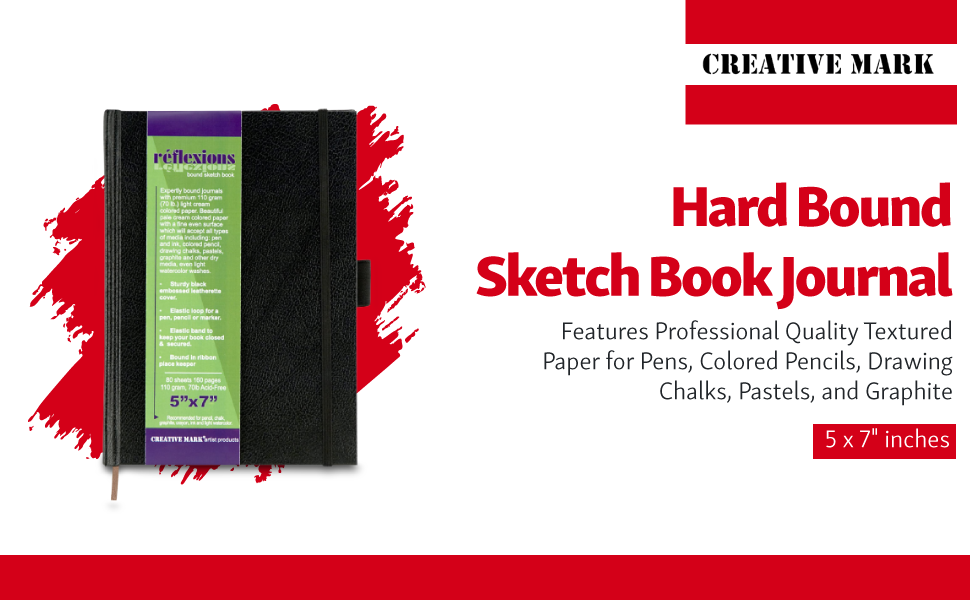 Creative Mark Hard Leather Bound Sketchbook [160 Pages - 5 x 7