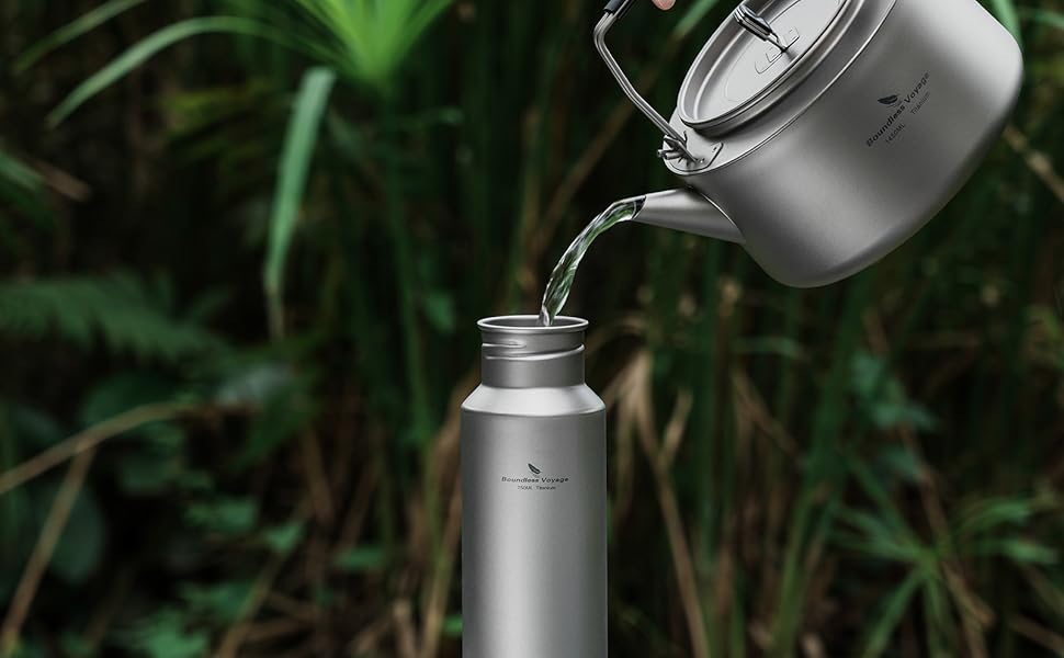 Boundless Voyage Outdoor 750ml Titanium Sports Bottle with Lid Flask Wide Mouth Water Bottle Canteen Drinking Bottle for Camping Cycling Hiking 13 bottle camping