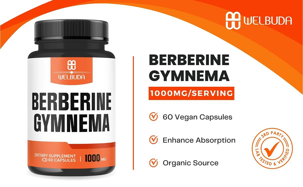 Welbuda-Berberine with Gymnema Sylvestre-1000mg-60caps 