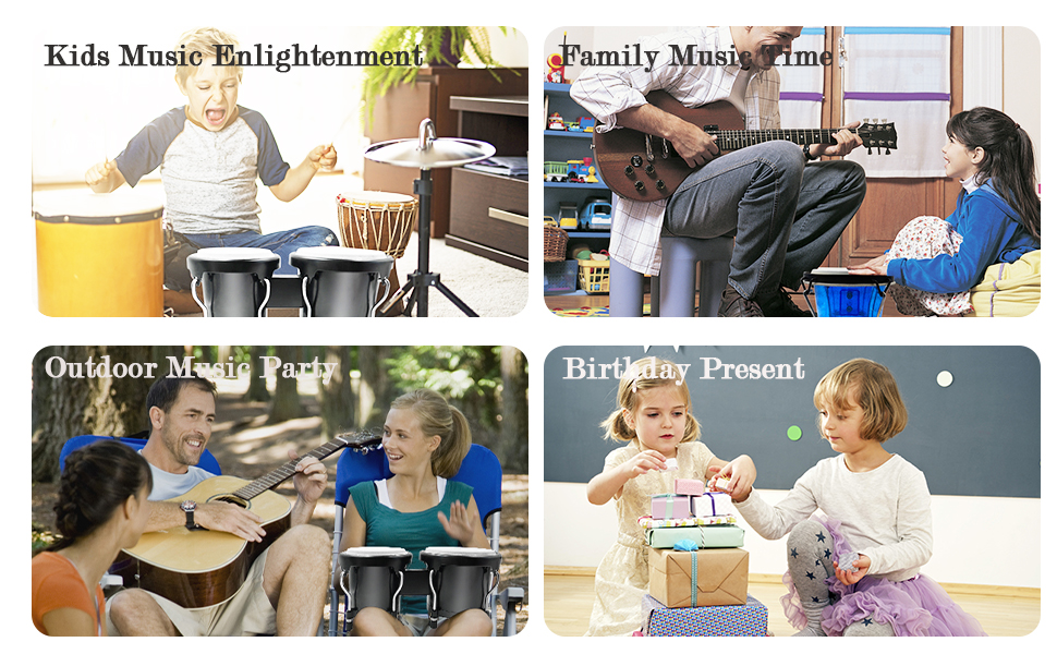 Soulmate Bongo Drums 6” and 7” Set for Kids Beginners