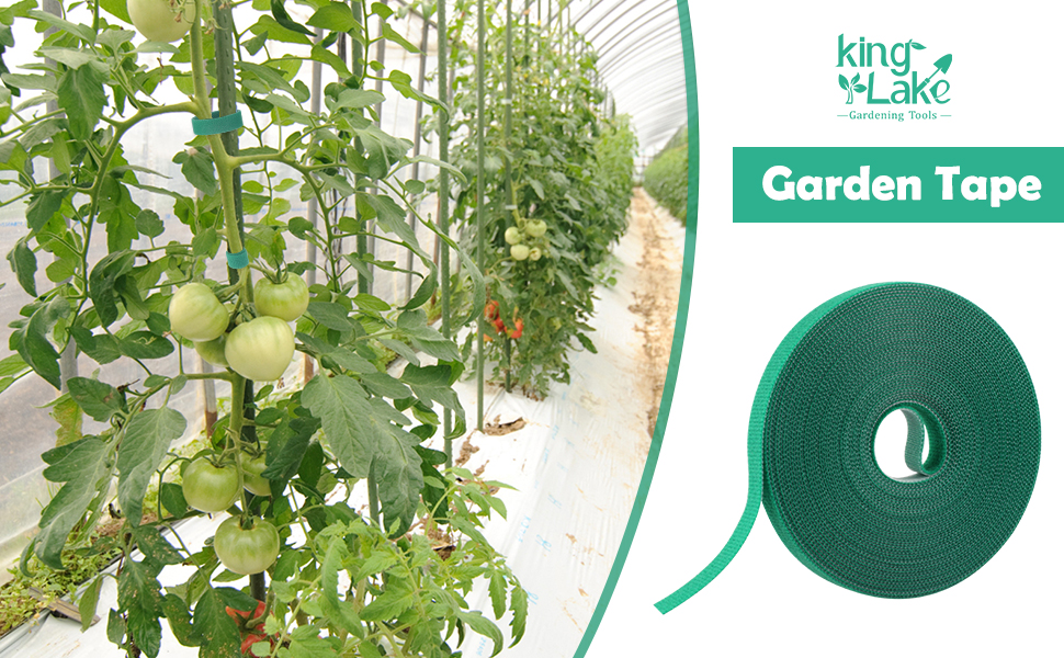 KINGLAKE 12mm 20m Green Garden Tape Plant Tie, Self Adhesive Hook and
