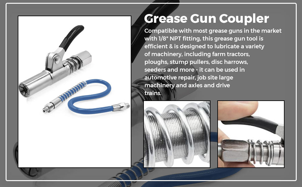 STHIRA® Grease Gun Coupler, Strong Lock Release Grease Coupler with 12