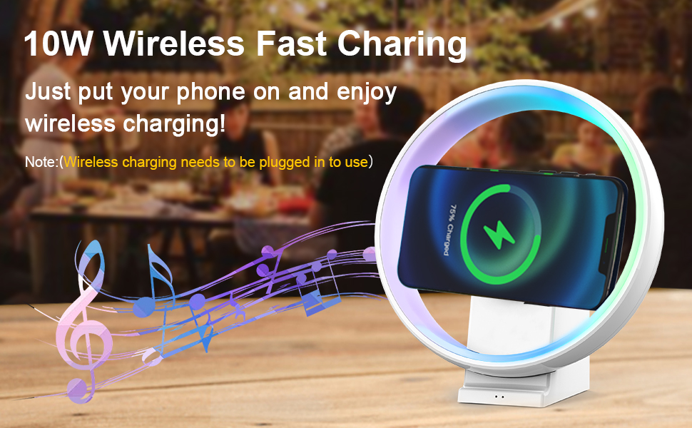  Music Bedside Lamp with Wireless Charger