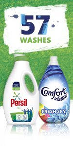 3 month supply Persil Bio Liquid & Comfort Fabric Conditioner 57 Washes, stain removal enzymes