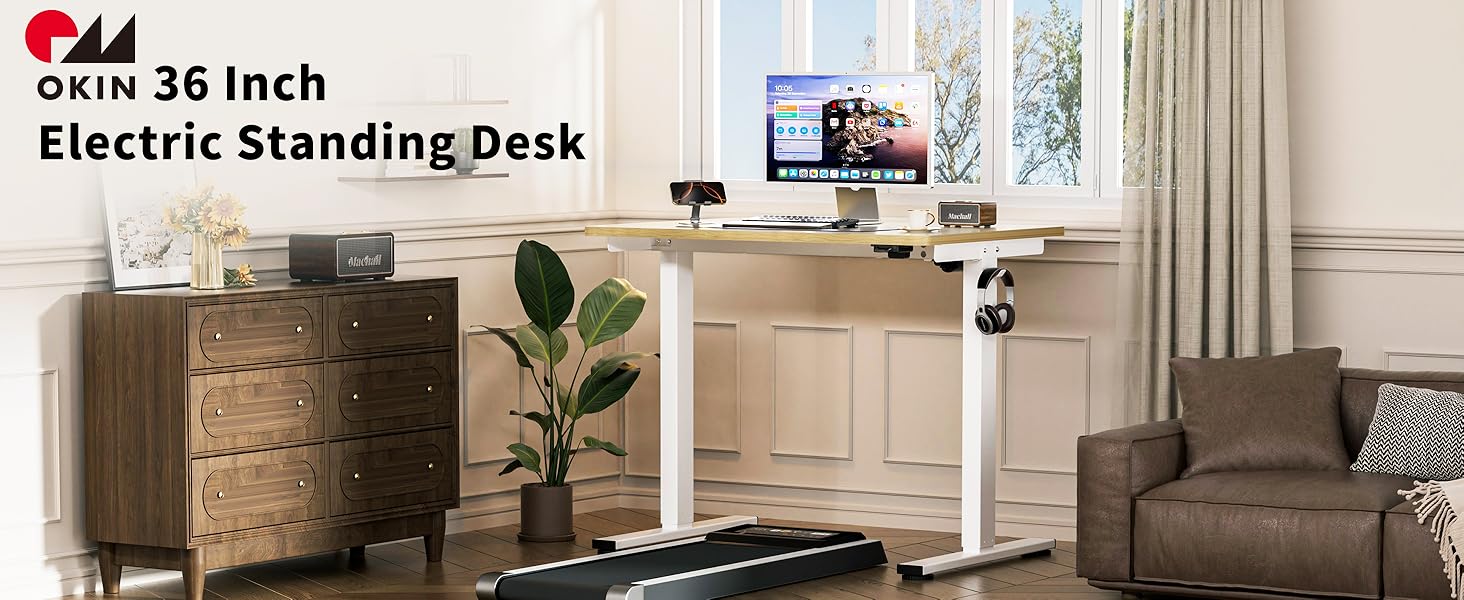Okin Electric Small Standing Desk Adjustable Height