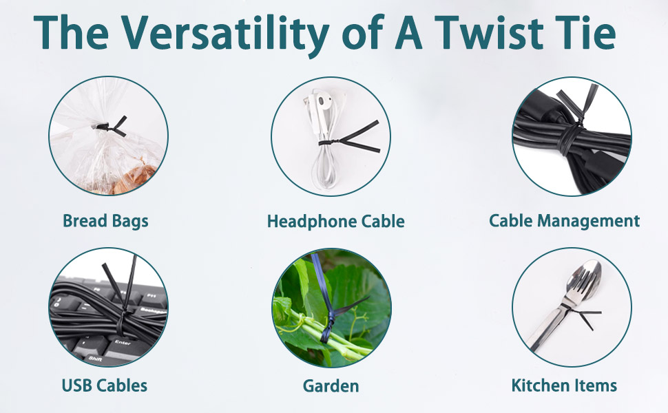 Twist Ties for Bags 5" Cable Ties 100 Pcs Bag Twist Ties