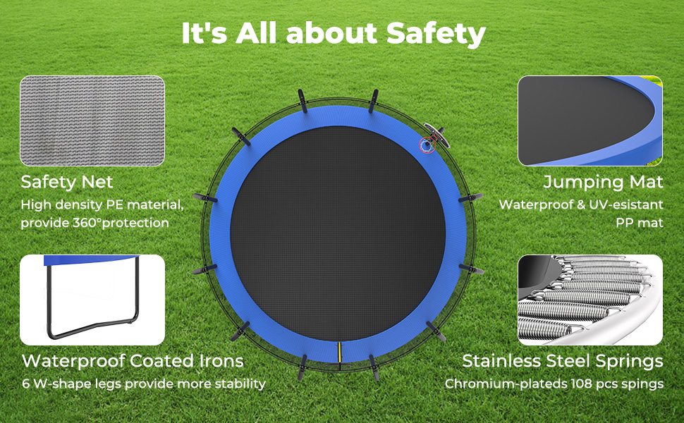 16FT Blue Pumpkin Trampoline with balance bar