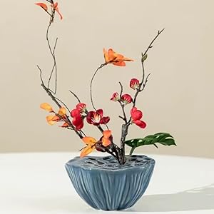 Amazon.co.jp: 和風花瓶 青い花瓶 蓮の花瓶 花アレンジメント