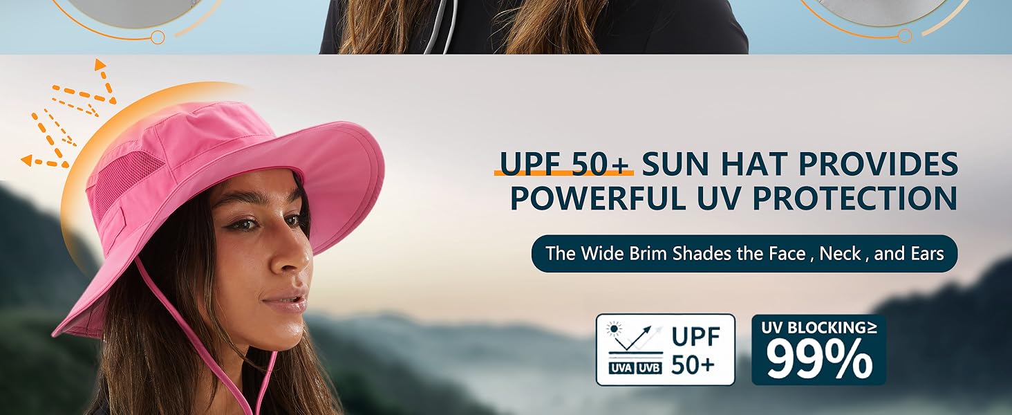Connectyle womens wide brim sun hat upf 50+ sun protection hat fishing gardening hat for women