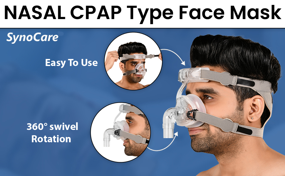 Sinocier combo pack nasal CPAP Mask Sleep with tube pipes for apnea, transparent medium size, compatible with all CPAP machines, comfortable nose-coverage, adjustable head lease, lightweight Nasal CPAP
