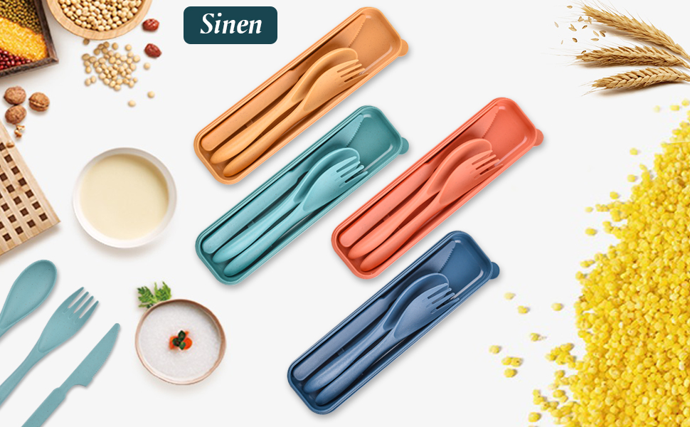 2 Sets Reusable Utensil Set with Case, Portable Camping Fork Knife