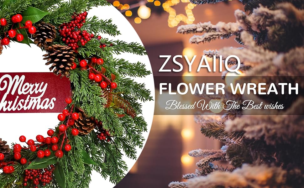 24 Inches Christmas Wreaths for Front Door with a