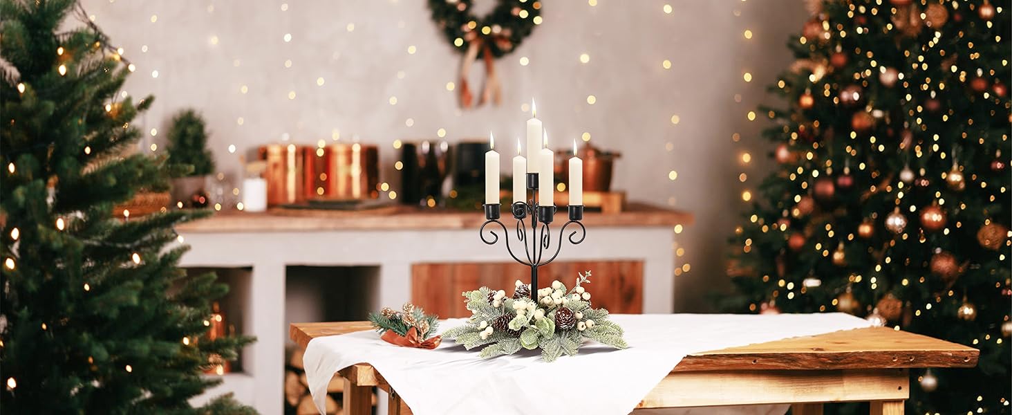 RoseCraft Black Christmas Candle Holder, Christmas Table
