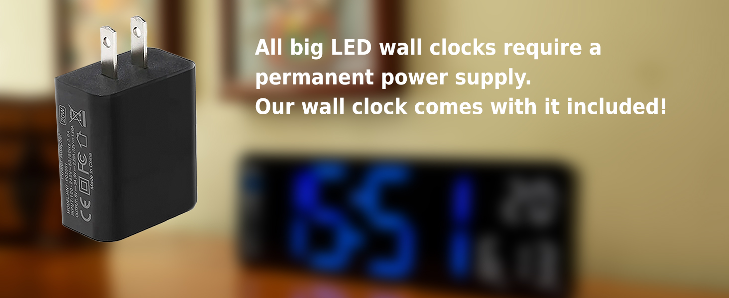 Opis Clock 1 (XL Blue & White) – Extra L... 16 Opis Large Digital LED Wall Clock with PSU